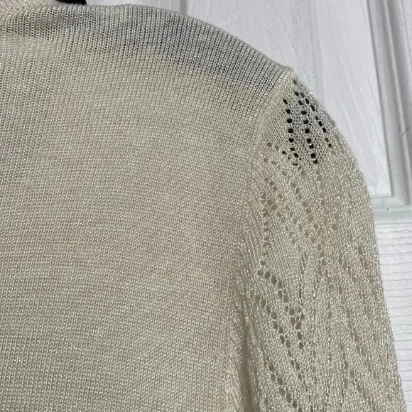 Sigrid Olsen cream knit sweater top shirt - Picture 9 of 14